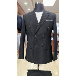 3043 Gofre Kruvaze Takım Elbise Siyah