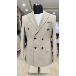 3043 Gofre Kruvaze Takım Elbise KoyuBej