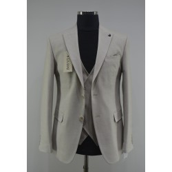 2839 Poliyün Yelekli Takım Elbise Bej